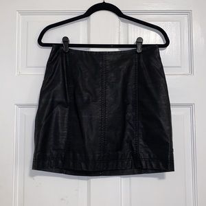 Free People Black Faux Leather Mini Skirt